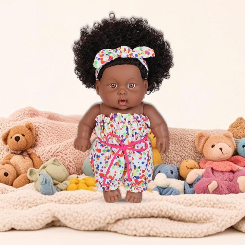 8inch Soft Reborns African Doll For Children's Daily Comforting Imaginative Pretend Play Parenting Game Collectible Toy