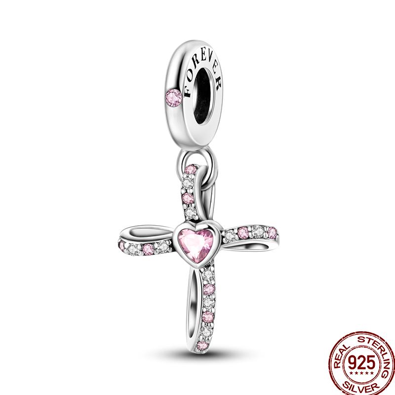 Copper Cross Bible Dove Holy Blessing Demon Eye Shiny Charm Bead Fit Pan Original Bracelet Diy Exquisite