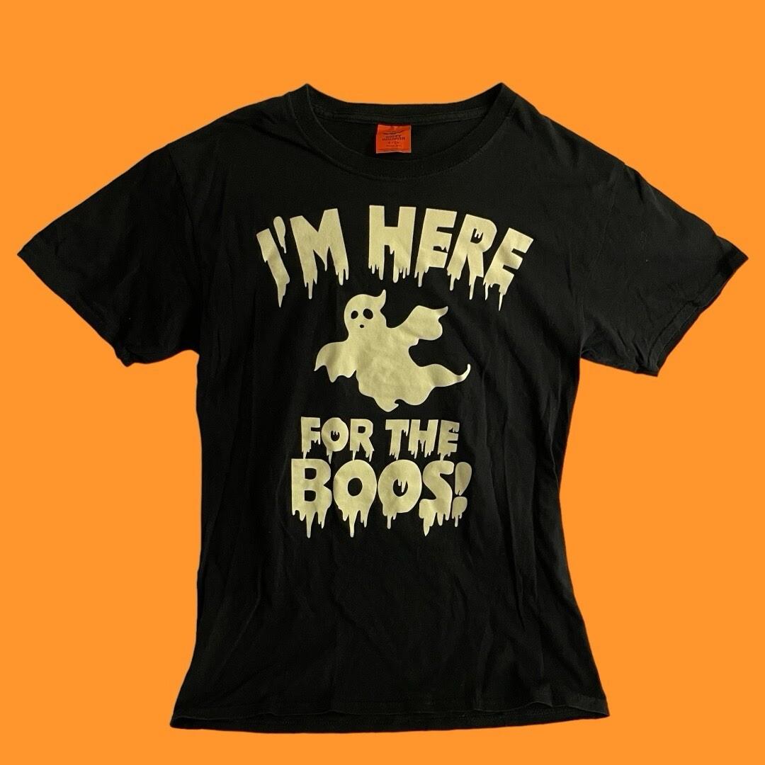 Funny Halloween Ghost Shirt (S) “I’m Here For The Boos” Unisex T-Shirt XL