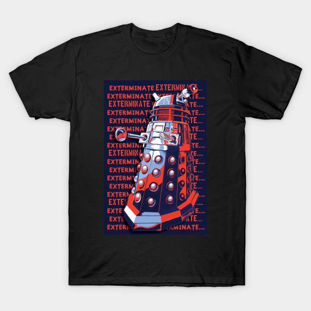 

Men Black Print T-shirt Dalek Exterminate No-Cut Transfer Paper Print Cotton Tshirt S чёрный