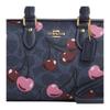 Coach Rowan 17 Brand Logo Cherry Print Leather Cylinder Bag Women Shoulder Bag Blue CY741-IMDEI
