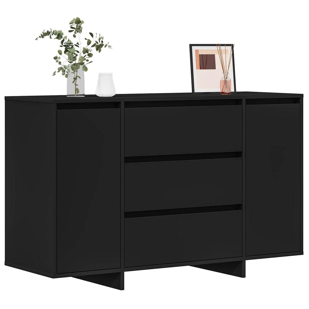 Black Sideboard with Drawers 120 x 41 x 75 cm Engineered Wood