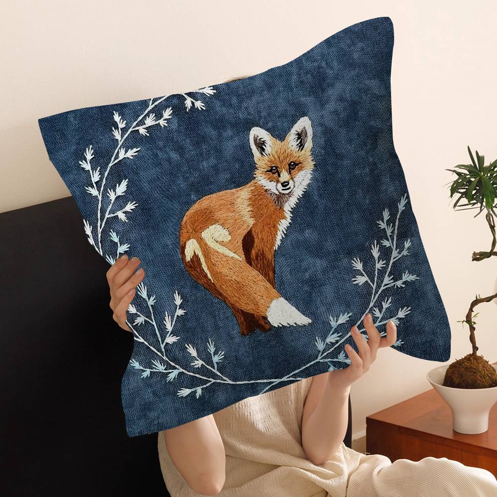 Anime Fox Printed Cushion Cover Inches Farmhouse Decor Home Throw Pillow Covers for Couch Decorations
