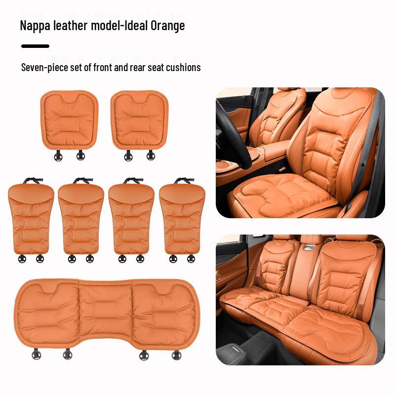 Luxury Nappa Leather Non-Slip Car Seat Cushions for Five-Seater - Thickened Design for Front and Rear Seats