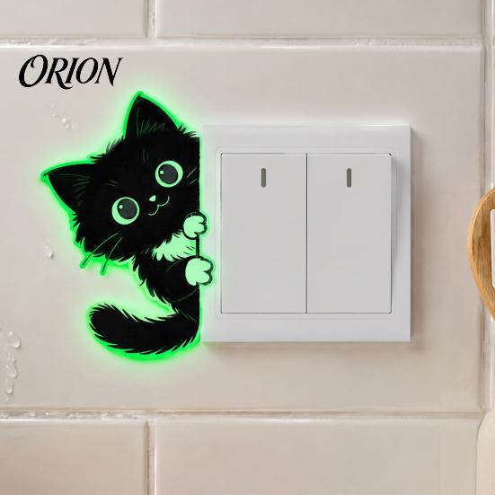 Decorative Switch Guards for Hallway Glow in The Dark Black Cat Wall Sticker, Luminous Self-Adhesive Light Easy Peel Stick Decals Decal, Cute