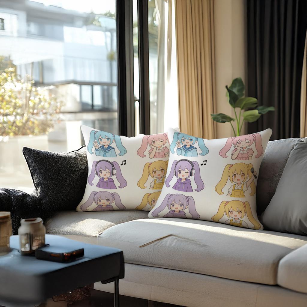 Chibi Hatsune Miku Anime Throw Pillow, Digital Print Decorative Cushion Accent Pillow, Includes Pillow Core For Sofa Bedroom Car