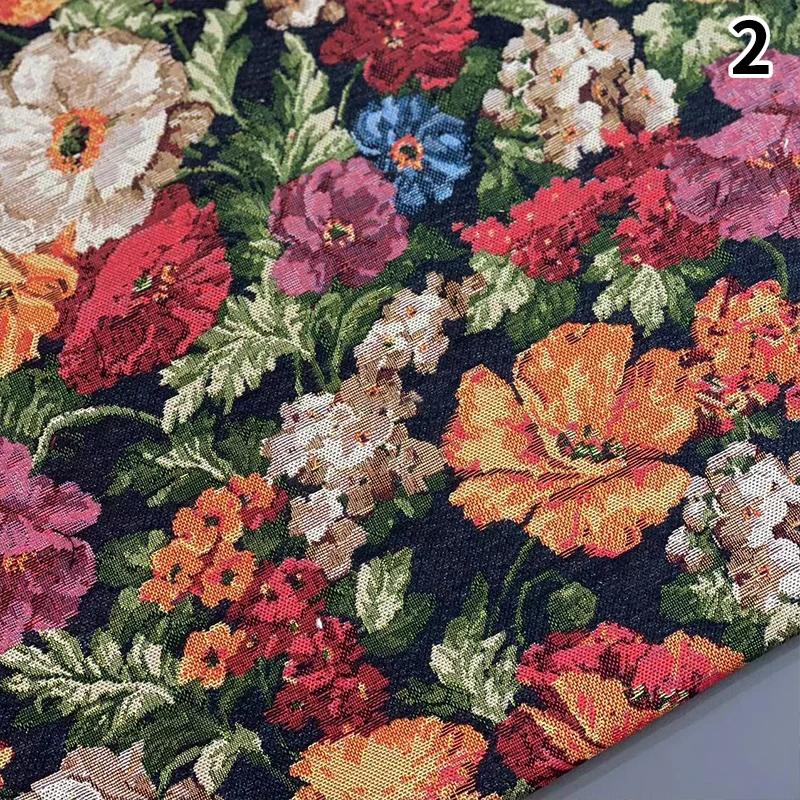 Rustic Vintage Jacquard Fabric Chenille Tablecloth Oil Painting Decorative Fabric, for Diy Sewing Clothes Pillowcase Bag
