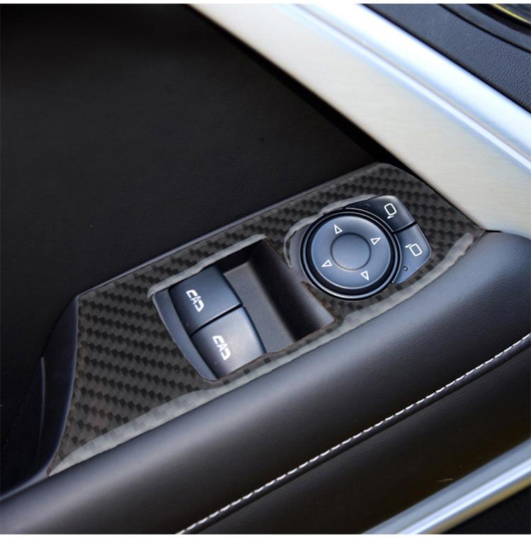 Für Chevrolet Camaro Echtcarbon-Fensterheber-Bedienfeld-Aufkleber Autoersatzteile Innenraum-Modifikationsaufkleber