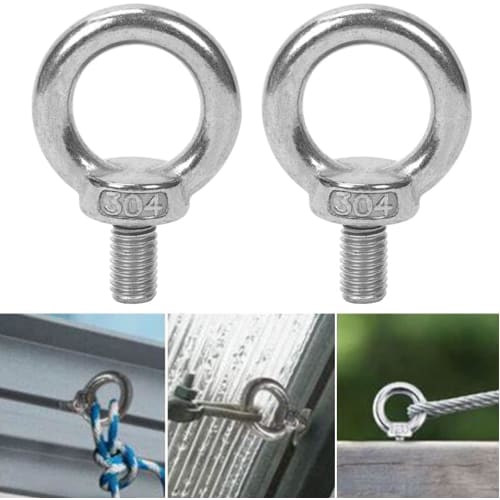 Set of 10 M6 12mm Eye Bolts, Screws, and Bolts with M6 Female Threads, Nuts, and Screws, for Fixing and Hanging, Stainless Steel, Corrosion-Resistant,