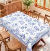 1 Piece Of Retro Floral Spring And Summer Round And Rectangular Tablecloths, Available In Various Sizes, Blue And White Porcelain Flower Print Pattern