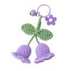 Handmade Lily Flower Wind Chime Keychain Doll Yarn Crochet Pendant for Bag & Car Decor