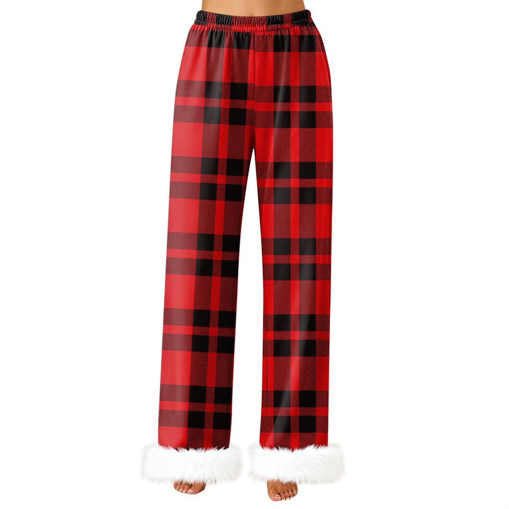 Women's Fashionable Casual Trousers, Plaid Print Trousers