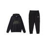 Nike Letter Logo American Vintage Embroidered Hoodie And Fleece Warm Cuffed Pants Sweatshirt Set Men Sweatshirt Set Black DX0542-010+CD3130-010