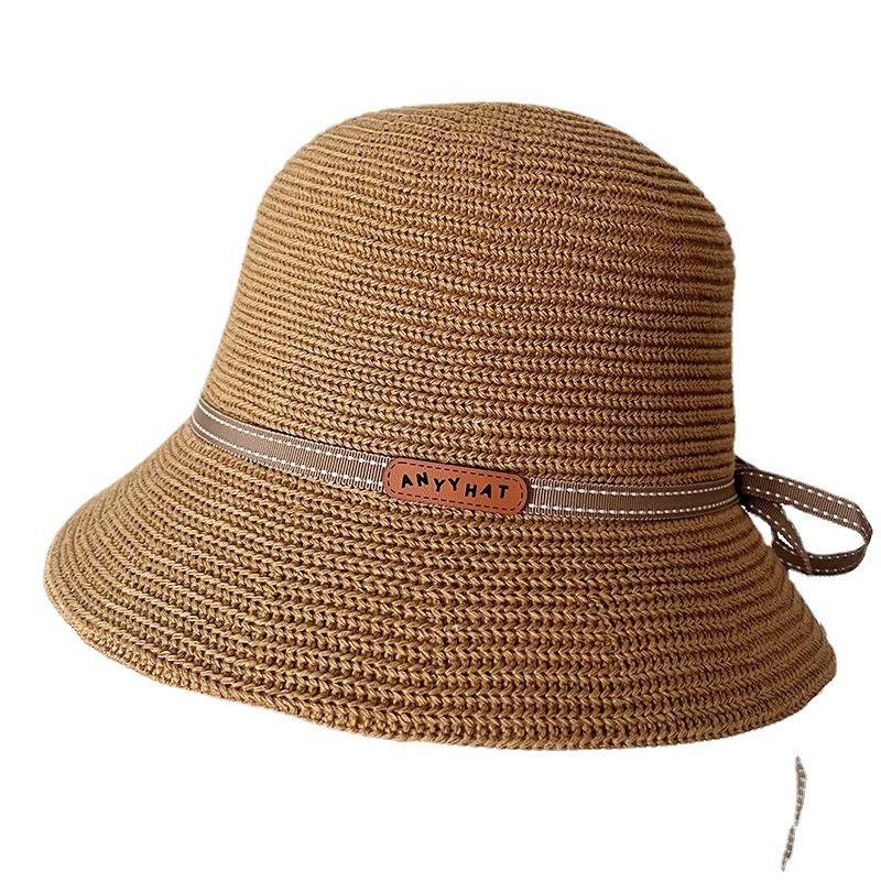 Hut Damen Frühling und Herbst Gesicht kleiner Eimerhut Schleife Beckenhut vielseitiger britischer Eimerhut Tide