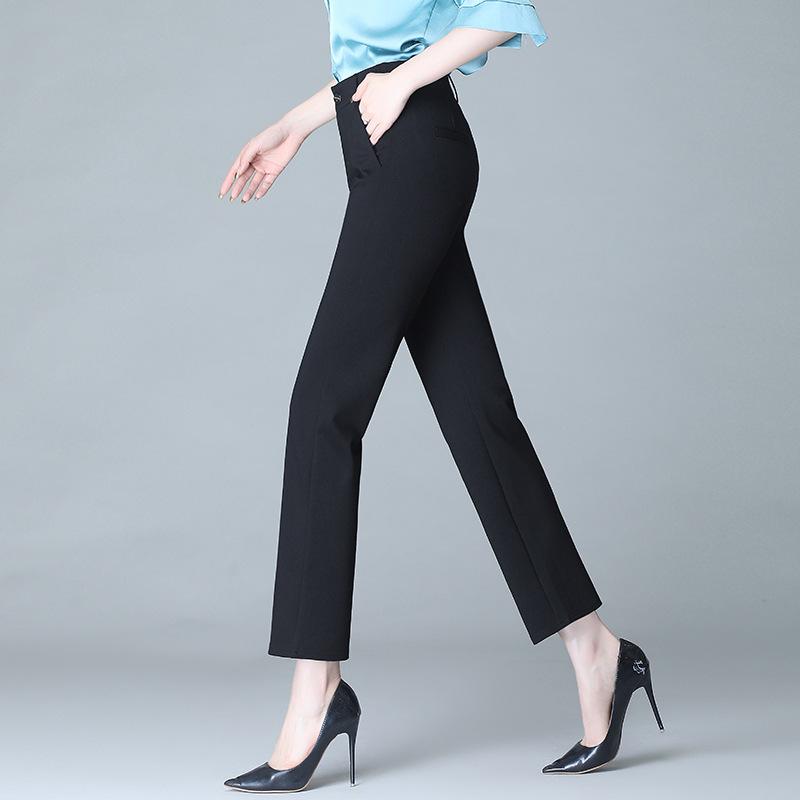 Women's High-Waisted Slimming Straight-Leg Suit Pants - Loose, Elastic, Plus Size, Casual for Spring & Autumn