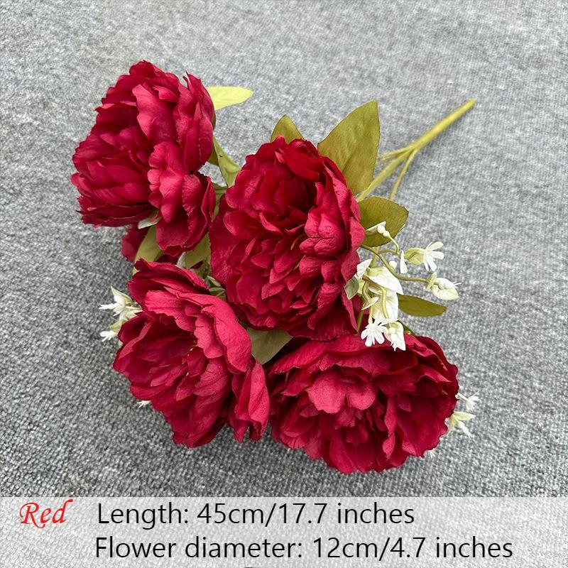 

Artificial Flowers Peony Rose Vintage7Head Silk Flowers for Wedding Desk Room Party Bouquet Fake Flower Arrangements Home Decor червоний