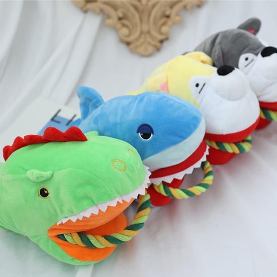 Plush Interactive Dog Toy Squeaky Stuffed Animal Puppy Chew Toy Dog Tug of War Toy for Large Small Dogs Training Teeth Cleaning