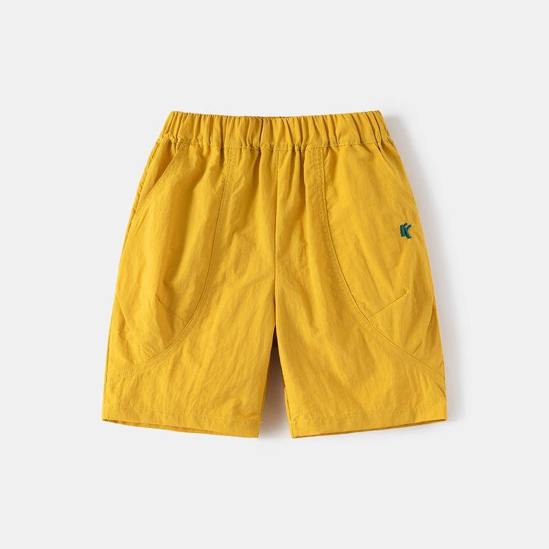 Boys' Mountain Style Shorts Summer Kids Fifth Pants Children's Clothing Baby Boys' Middle Pants Thin Casual Pants Solid Color Mid-Waist