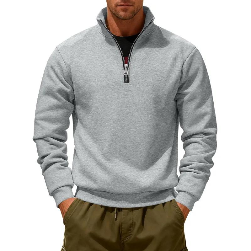 Winter Fleece Heavy Sweatshirts Loose Outdoor Men's Warm Half Zipper Stand-Up Collar Pullover Sports Hoodie Men