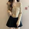 Knitted Cardigan Long-sleeve Sweater for Women Korean Style Early Autumn Top Fashionable Niche Designed Top