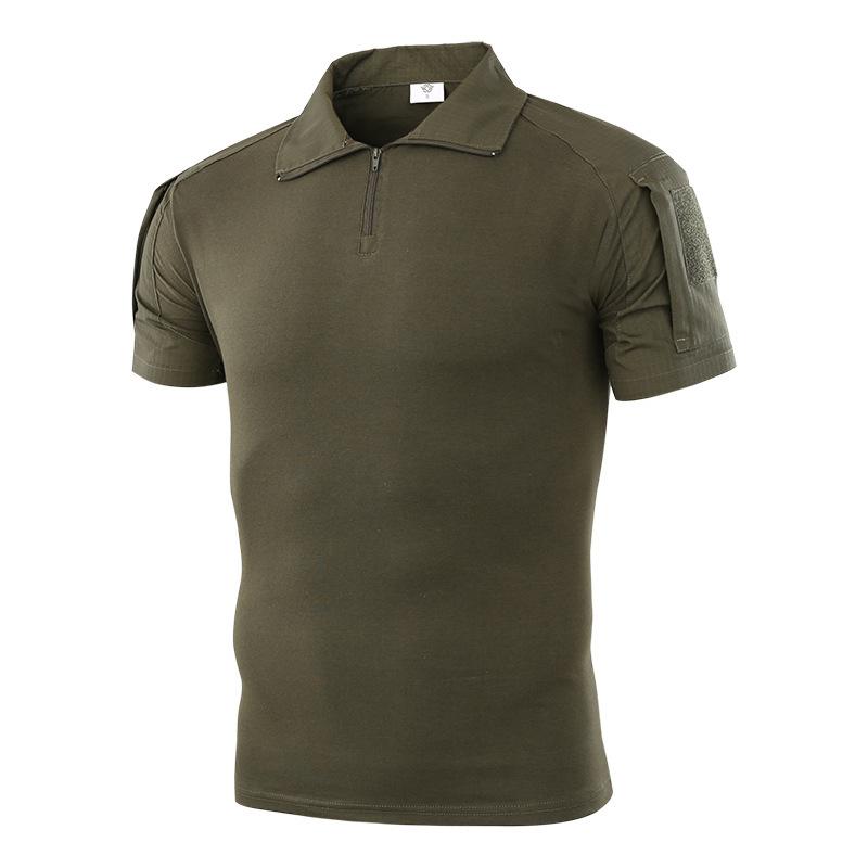 Cycling sports frog suit short-sleeved quick-drying wear-resistant student military training combat suit, lapel camouflage frog suit T-shirt new S зелёный