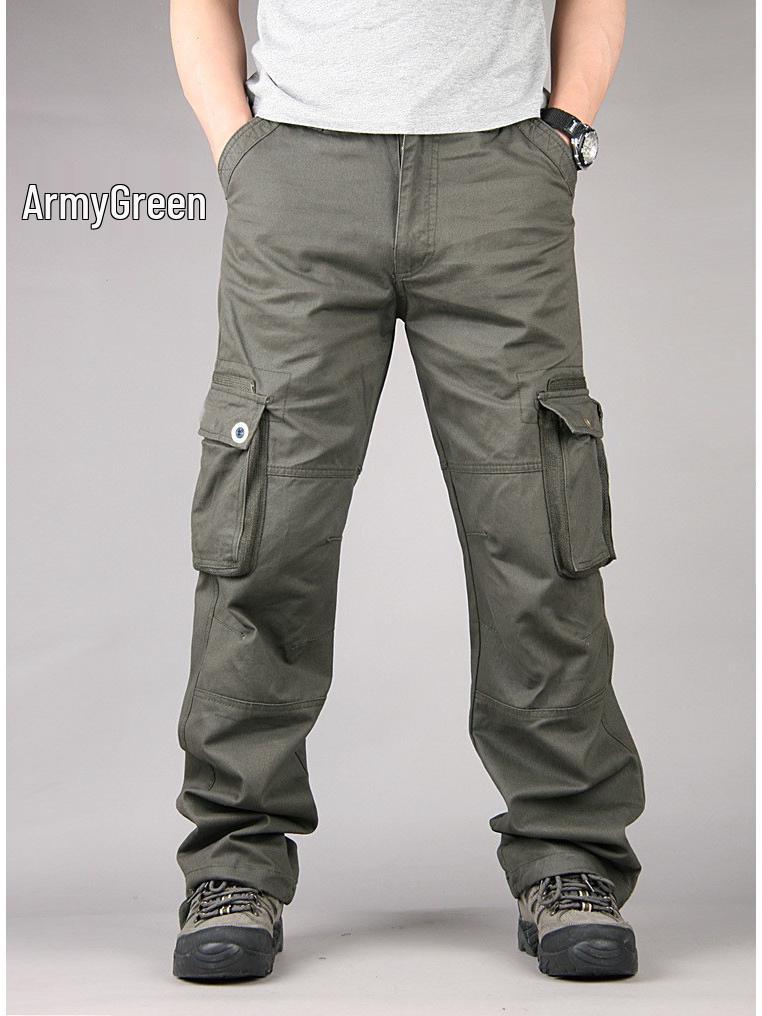 

Men s Thick Cotton Webbing Pants, Multi-Pocket, Loose Fit, Plus Size Casual Workwear 32