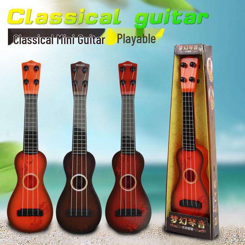 Children's Educational Wood Grain Ukulele with Steel Strings