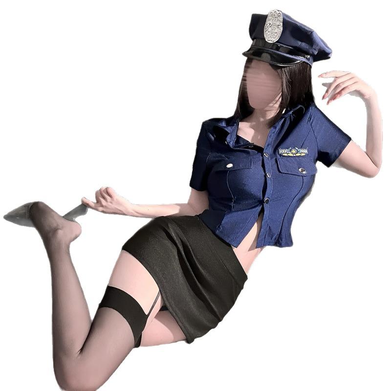 Sex Underwear Sex Police Uniform Cosplay Uniform Hot Nightclub Bar Uniform Hollow Buttocks Skirt Women