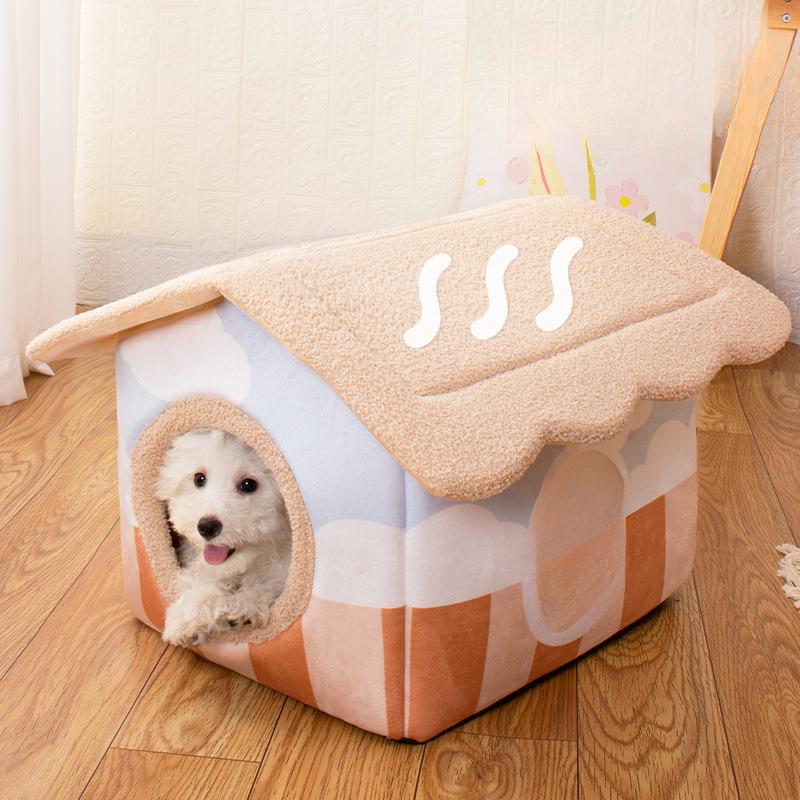 

Новое гнездо для собак и кошек, удобный домик в японском стиле на осень и зиму, теплое и утолщенное гнездо для домашних животных, устойчивое к царапинам S(38*32*32)