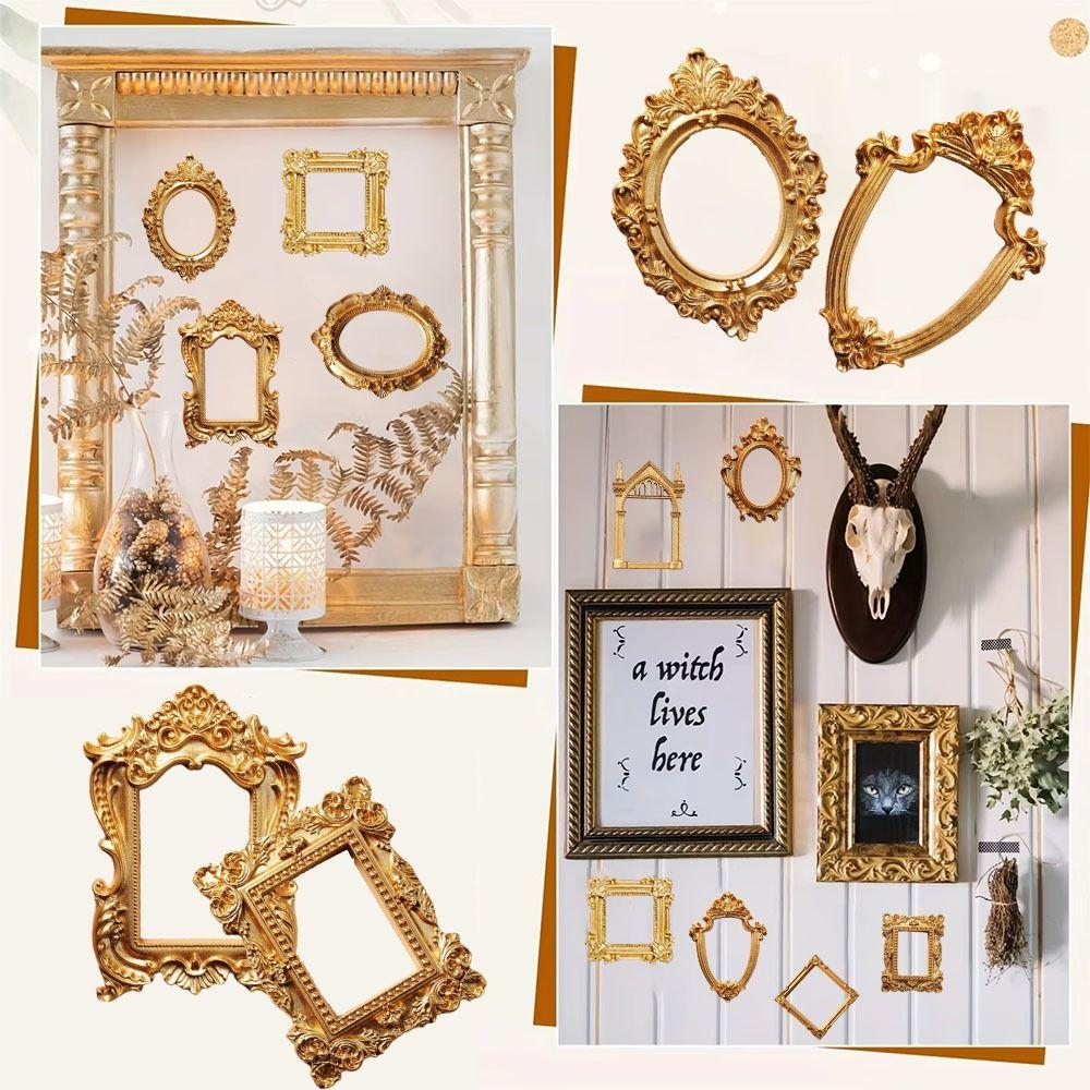 3D Mini Photo Frames Gold Wedding Photo Display Frames Photography Background Decoration