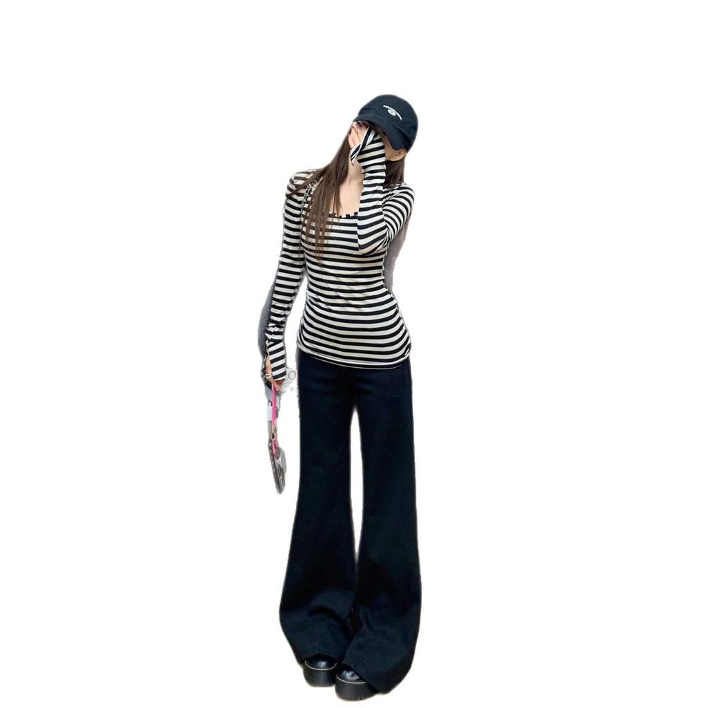 Women's Gray Micro-Flare Sweatpants: 2025 Autumn/Winter Korean Style, Wide Leg, Plus Velvet, Thickened Casual Pants.
