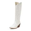 Women's Western Cowboy Boots Embroidered Tall Cowboy Boots, Vintage Thick Heel Side Zip Country Knight Boots