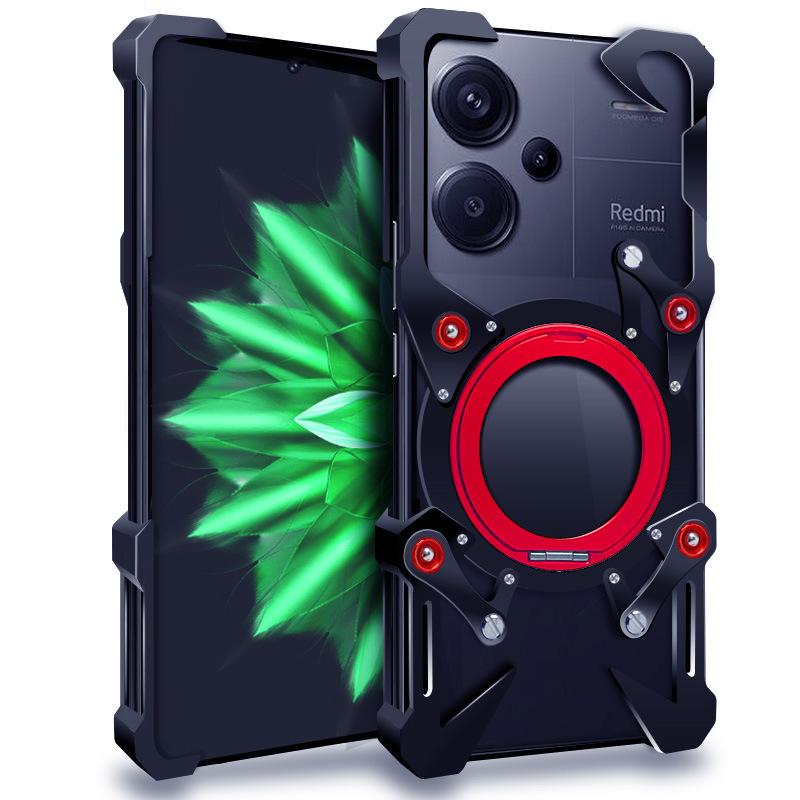 Redmi Note13pro + Mobile Phone Case Protective Case Metal Case Rotating Bracket Model Redmi note13pro+ чёрный