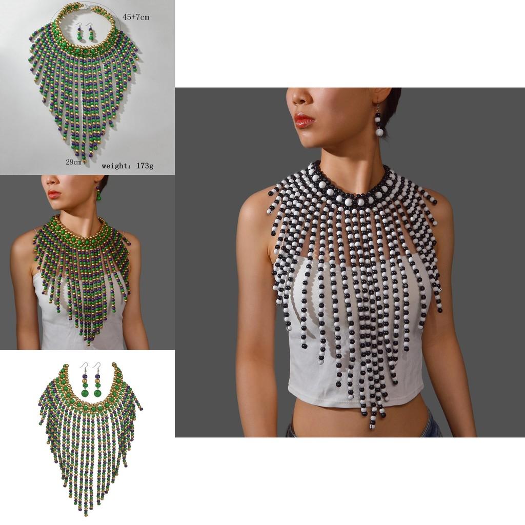 European Fashion Pearl Necklace And Earring Set With Handmade Design For Women And Men