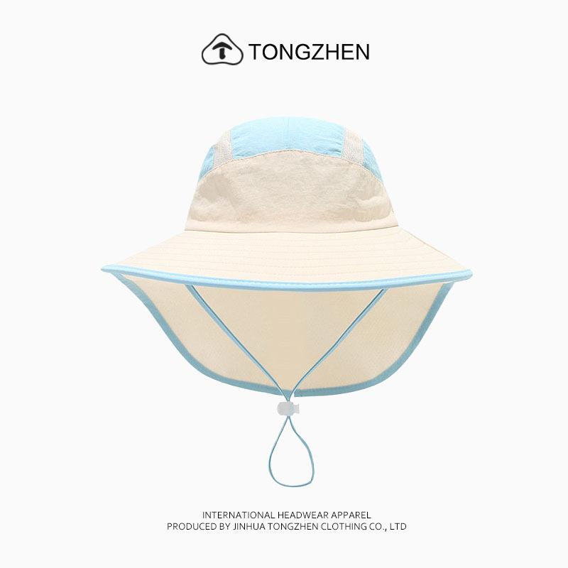 Wide-brimmed children's sun hat, sunshade hat, boy's and girl's fisherman hat, sun hat, medium and large children's shawl hat