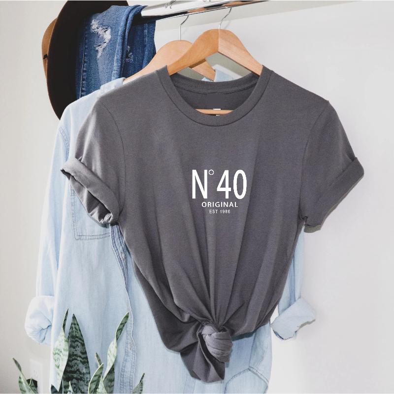 

40th Birthday T Shirt, Vintage 1986 Shirt, No 40 Original est 1986, 40th Gift for Her or Him 4XL темно-сірий колір