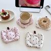 Ins Korean Apple Shape Cotton Coaster Plaid Meal Mat Cup Mat Insulation Pad Handmade Irregular Fabric Mat Photography Props