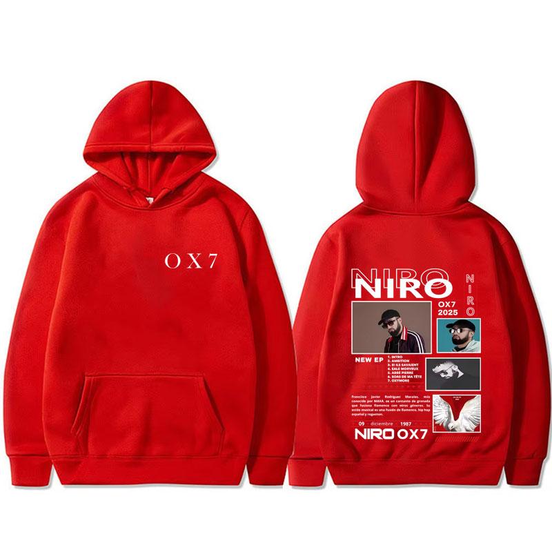 Rapper Niro OX7 Album Grafikdruck Hoodie Herren Damen Hip Hop Mode Popmusik Streetwear Männlich Vintage Lässig Übergroße Hoodies