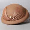 French Silk Linen Beret Women Australian Wool Felt Hat Pearl Accents Designer Winter Socialite Chic Hat