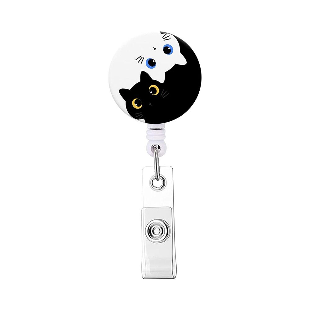 360 Rotating Cat Badge Reel Alligator Clip Retractable Badge Reel ID Card Holder  Keychains Lanyard