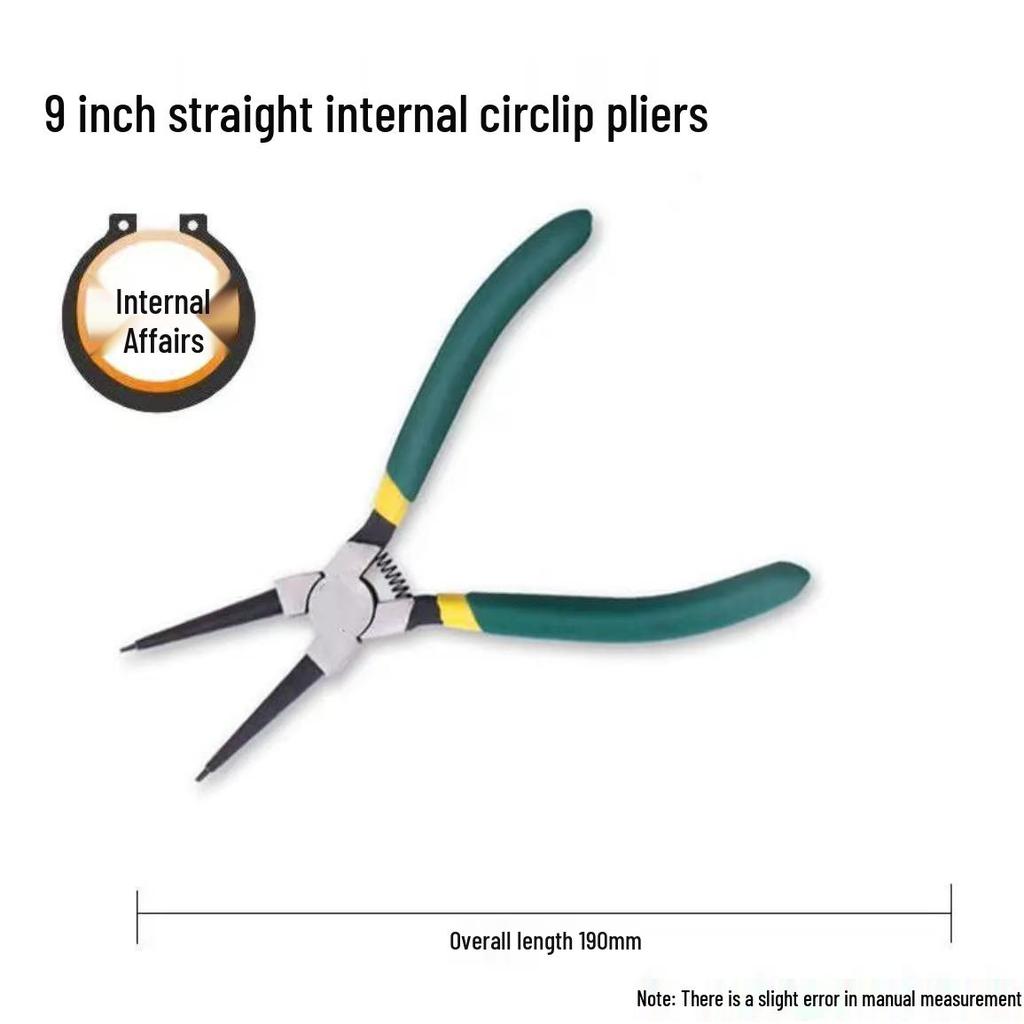 Dual-use Electrical Circlip Pliers Set: Inner and Outer, Multi-functional Retaining Ring, Pointed Tip, Outer Bend Pliers.