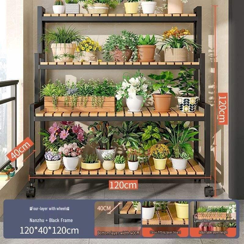 2025 Beweglicher Mehrschichtiger Blumenständer mit Rädern für Wohnzimmer und Balkon
