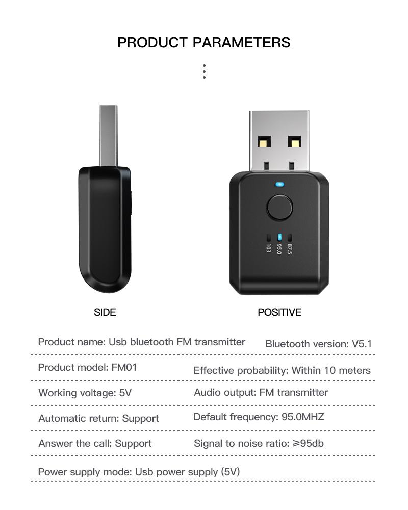 Fm Transmitter Car Bluetooth 5.0 Receiver Handsfree Call Mini Usb Power Car Kit Auto Wireless Audio for Car Radio Fm Autoradio