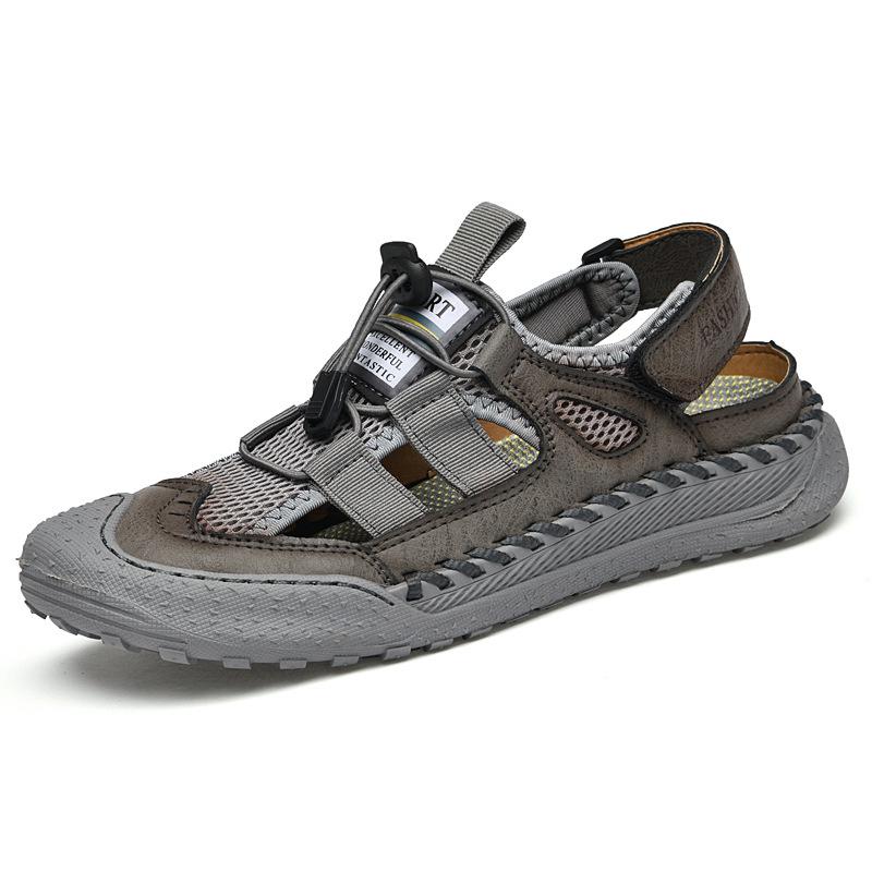 

Baotou sports sandals men s beach summer outer wear mesh breathable non-slip soft sole summer driving outdoor sandals 46 сірий колір