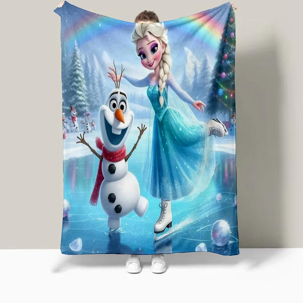 Frozen Elsa Cartoon Printed Blanket Oversized Bedding Sofa Soft Travel Warm Flannel Bedroom Blanket Children Girls Gift