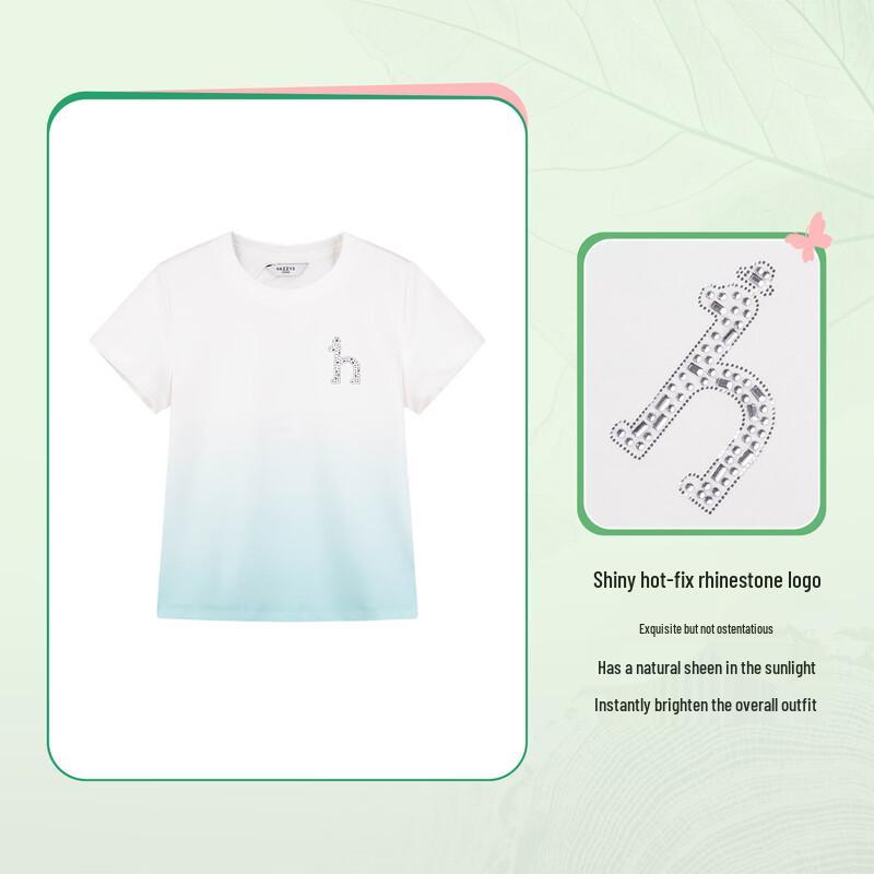 HAZZYS Girls' 2026 Summer Gradient Knit Short Sleeve T-Shirt