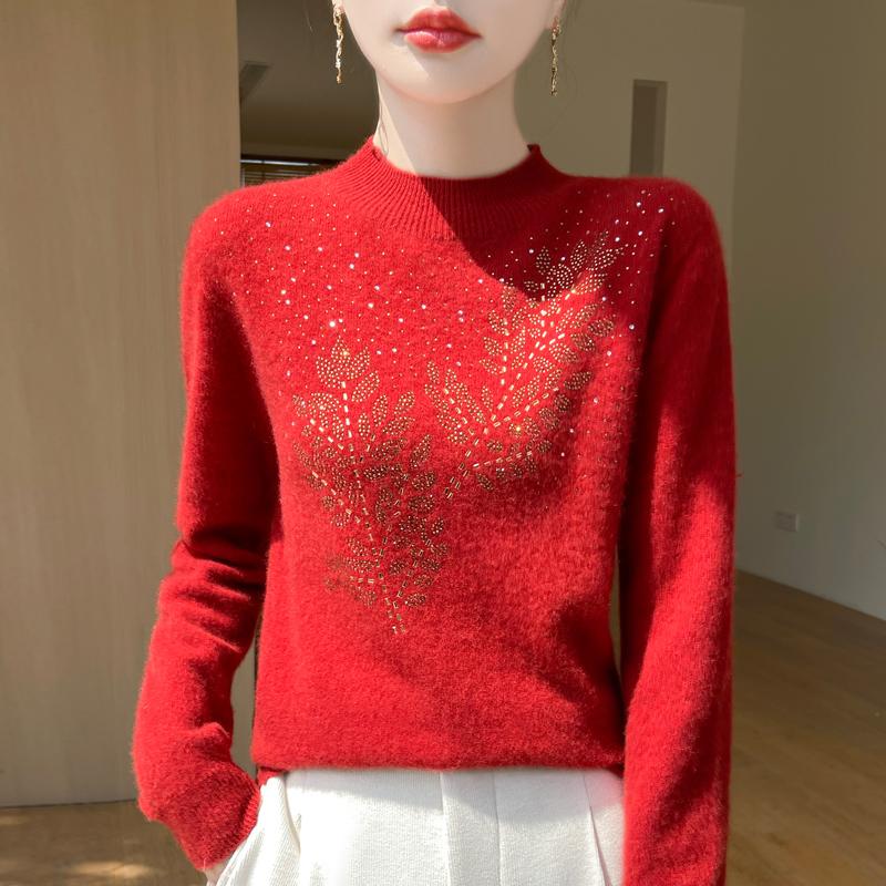 Women's Cashmere Sweater Qinghe Cashmere 30% Cashmere 70% Wool Autumn and Winter Pullover Warm and Fashionable