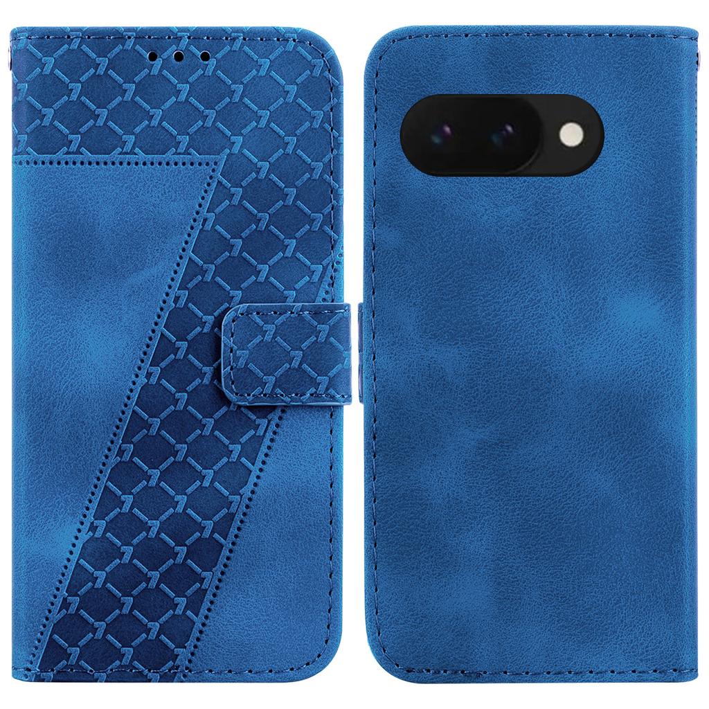 For Google Pixel 9a Stand Case 7-Shaped Pattern Imprint Leather Phone Cover