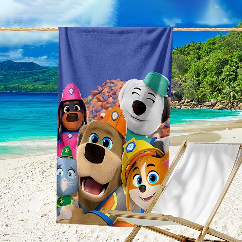 Ultra-Soft Beach Towel with Pupstruction Theme,Ideal for Pool - Camping, Diving - Perfect Travel Essential, Vibrant Beach Towel.