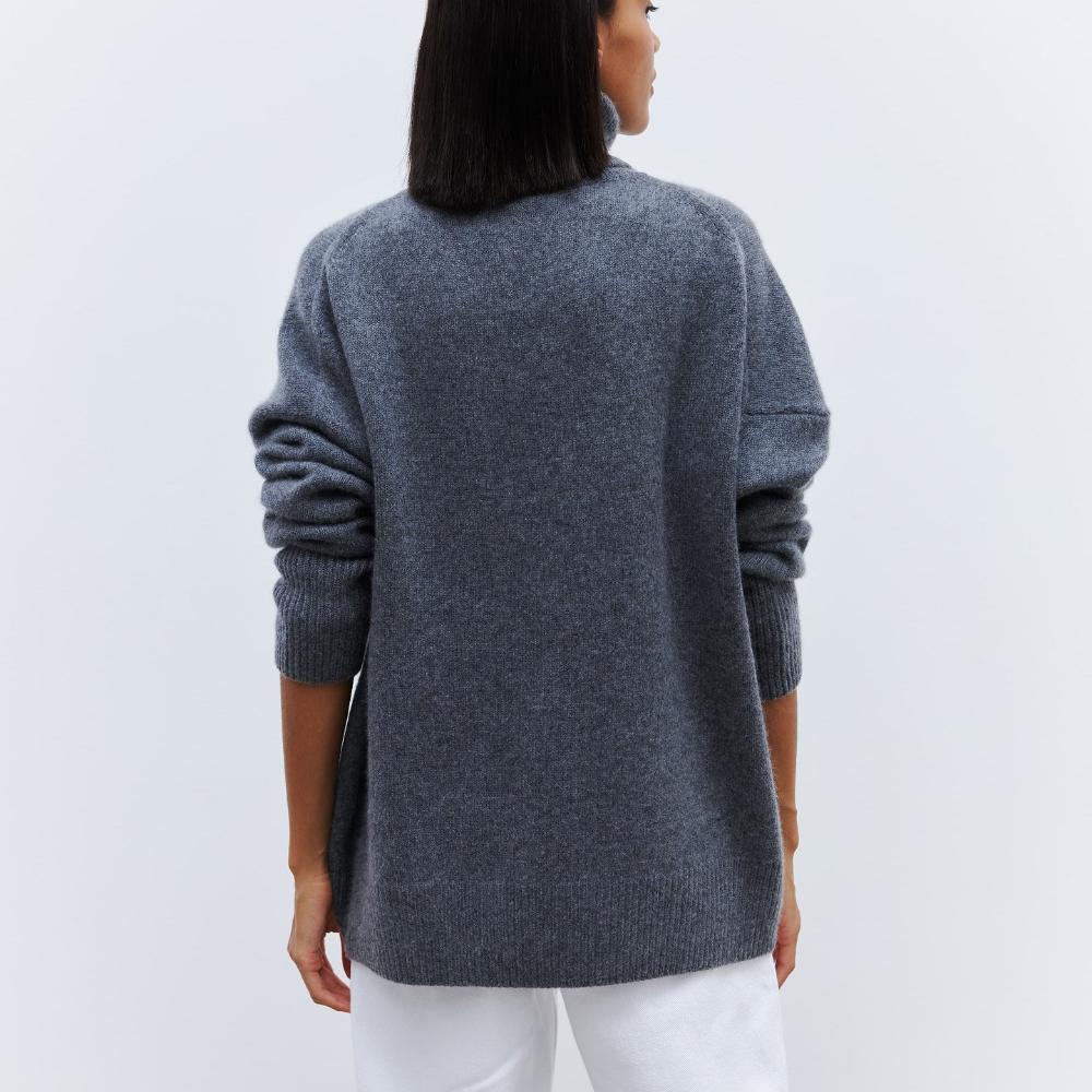 IHUASU Women's Fashion Casual Solid Colour Autumn and Winter Long Sleeve High Neck Loose Sweater